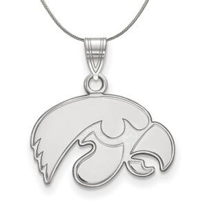 Sterling Silver U of Iowa Small Pendant Necklace - 24 Inch